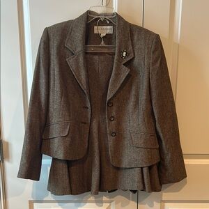 Brown Women's blazer and flared skirt